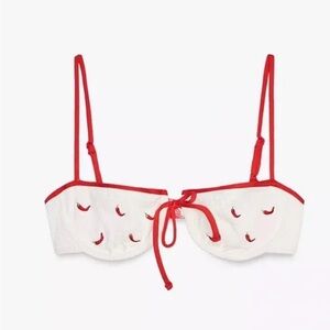 Zara Embroidered Chili Pepper Underwire Bikini Top